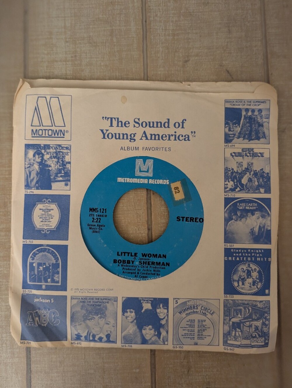 Vintage Bobby Sherman One Too Many Mornings/ Little Woman 45 Record